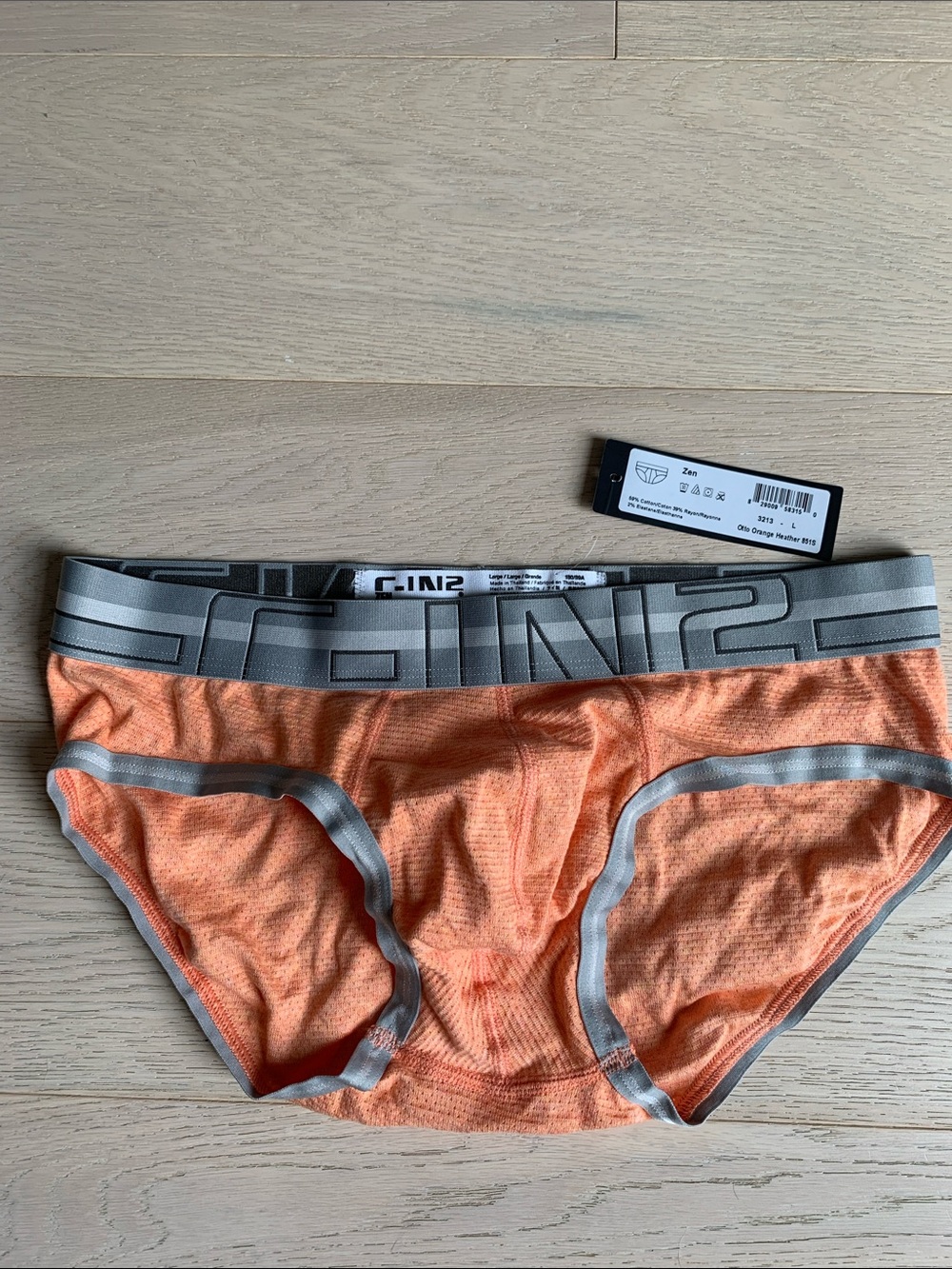 Men’s Orange Briefs with Gray Waistband — C-IN2